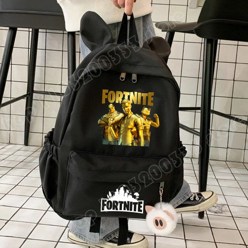 Nova Mochila Fortnite Cartoon para Rapaz e Rapariga, Mochila Escolar Casual de Grande Capacidade para Estudante, Mochila de Viagem com Orelhas de Coelho, Presente de Papelaria