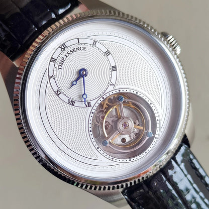Time Essence Tourbillon Watch Classic Styling Leather Strap Sapphire Glass Hand Winding Luminous 28800