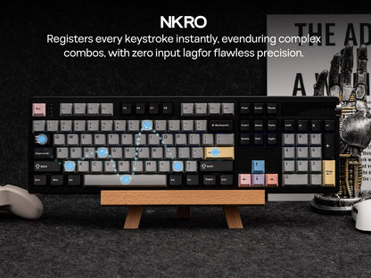 Teclado Mecânico EPOMAKER TH108 PRO 100% Full-Size Hot-Swap com Fio/BT/2.4Ghz sem Fios, Ecrã, Botão Rotativo e Bateria de 10000mAh
