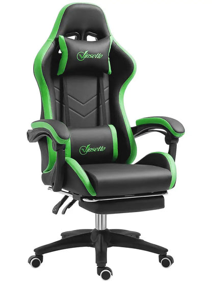 Gaming Chair with Adjustable Height and Reclining Backrest, 65X65X121-129 Cm, Black and Green
