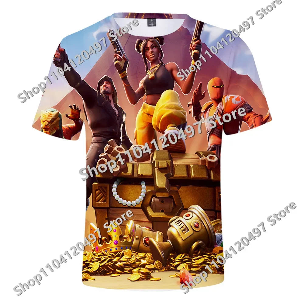 Fortnite Theme Birthday Number T-Shirt, Summer Child White Clothes, Cartoon Hot Game Short Sleeve Tees, Casual Tops, Funny Gifts