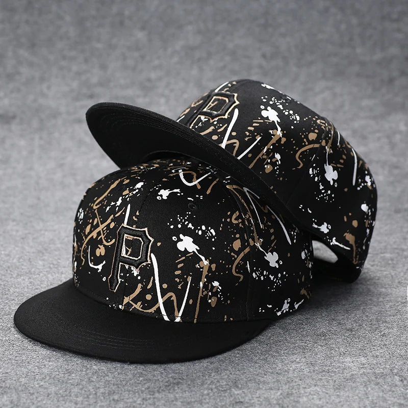 Baseballcap mit flachem Schirm, Buchstabenstickerei für Herren, vielseitig kombinierbar, Damen-Sommer-Hip-Hop-Hut, Outdoor-Sonnenschutz, verstellbare Schirmmütze