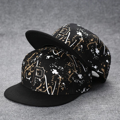 Baseballcap mit flachem Schirm, Buchstabenstickerei für Herren, vielseitig kombinierbar, Damen-Sommer-Hip-Hop-Hut, Outdoor-Sonnenschutz, verstellbare Schirmmütze