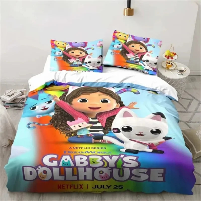 Gabby's Dollhouse 3D Printed Duvet Case Pillowcase Bedding Set Twin Full King for Kids Adults Bedroom