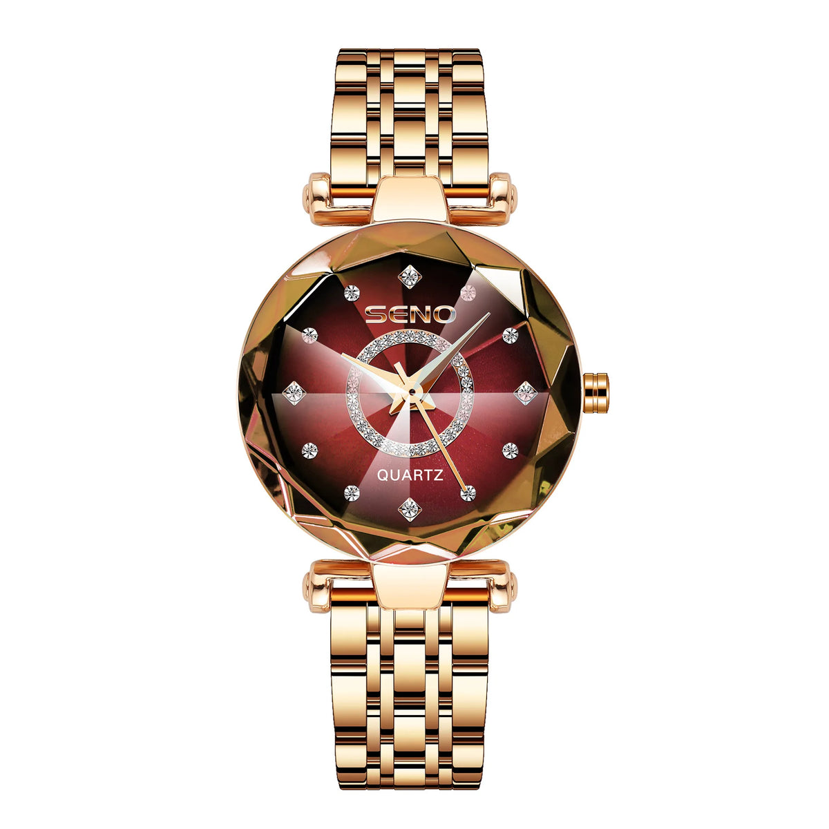 SENO Ocean Star Women Crystal Watch 2025 Top Brand Luxury Rose Gold Women Bracelet Watch For Ladies Wrist Watch Relogio Feminino