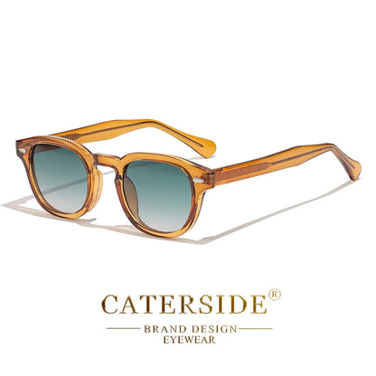 CATERSIDE Retro Small Circular Sunglasses Men Punk Propionic Luxury Brand Design Sun Glasses Women Business Party Eyewear UV400