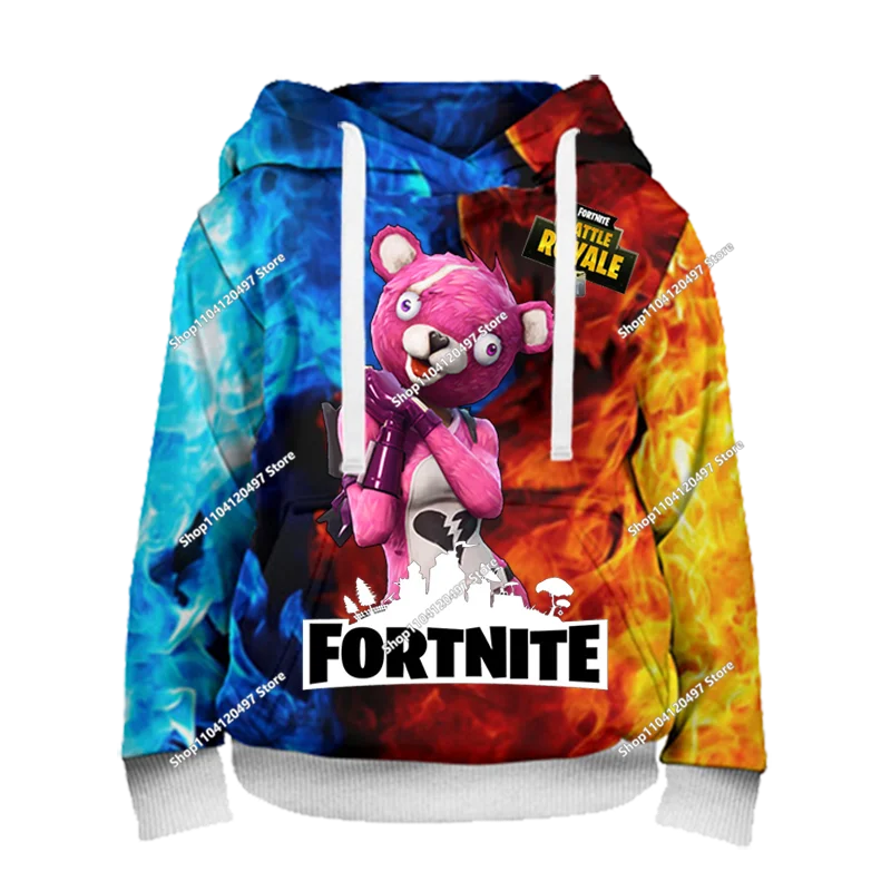 Sweatshirt com capuz Fortnite 3D com estampagem digital, folgado e confortável, novidade de outono