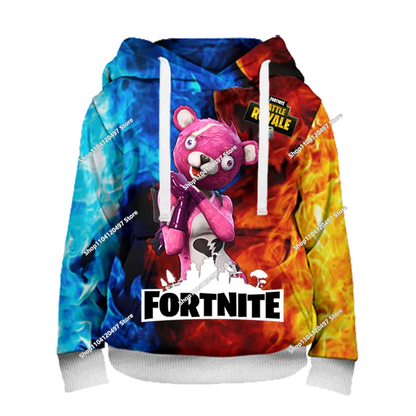 Sweatshirt com capuz Fortnite 3D com estampagem digital, folgado e confortável, novidade de outono