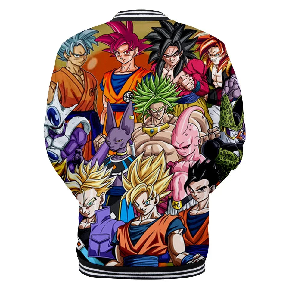 Neue japanische Anime Dragon Ball Z College-Jacke für den Herbst, lässiger Sweatshirt-Hoodie-Mantel, Marken-Baseballjacke