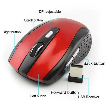 2.4GHz Wireless Mouse, Optical Mice with USB Receiver, Gamer 6 Buttons Mouse for Computer, PC, Laptop Accessories