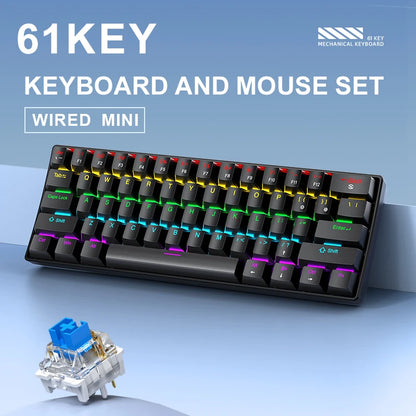 Teclado mecânico mini APAYADO K61, com fio, 61 teclas, Phantom RGB, interruptor mecânico vermelho/azul preto/branco para gaming, 60% portátil