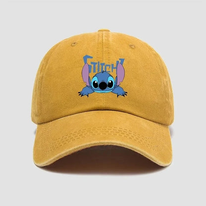 Stitch Casual Hat Kawaii Cartoon Anime Figure Baseball Caps Breathable Snapback Sun Hats Adjustable Peaked Cap Unisex Kids Gifts
