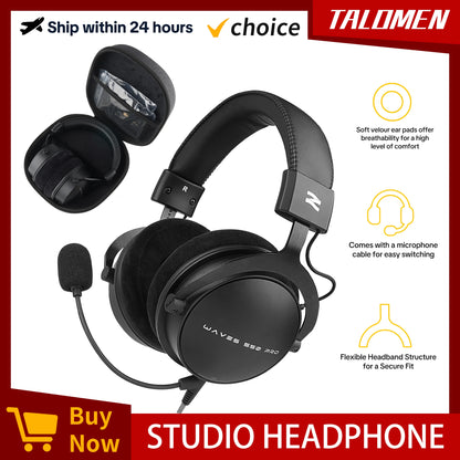 Cuffie da studio TALOMEN W550x – Cuffie monitor DJ professionali cablate over-ear con driver da 50mm e cavo rimovibile