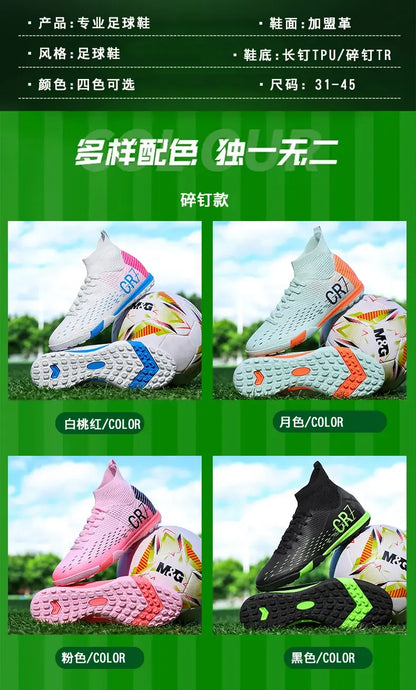 TF Long Stud Training Football Cleats Wear Resistant Breathable Firm Ground Outdoor Match Training Sports Footwear