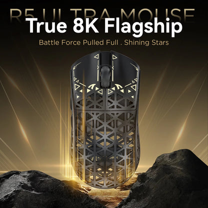 Rato Gaming Sem Fios ATTACK SHARK R5 Ultra Carbon Fiber, Sensor Gaming PixArt PAW3950MAX, 42000DPI, 8000Hz, MCU Nordic 52840