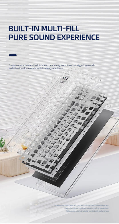 Teclado mecânico ATTACK SHARK K86 com botão metálico, ecrã TFT inteligente a cores, layout de 87 teclas, iluminação RGB e ligação trimodo
