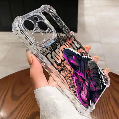 Capa de Telemóvel Fortnite para iPhone 17 16e 16 15 14 13 12 11 Mini Air Pro Max X XR XSMax 7 8 Plus, Transparente e Antiqueda