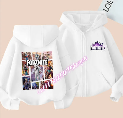 Kinder-Outdoorjacke Cartoon FORTNITED für Mädchen und Jungen, Sweatshirt-Mantel, hochwertige dünne Windjacke, Herbst-Zip-Jacke, Oberteil