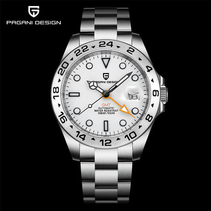 Relógio de mergulho masculino Pagani Design 2026 novo, 42mm, safira, mecânico automático GMT, impermeável 100m PD1682