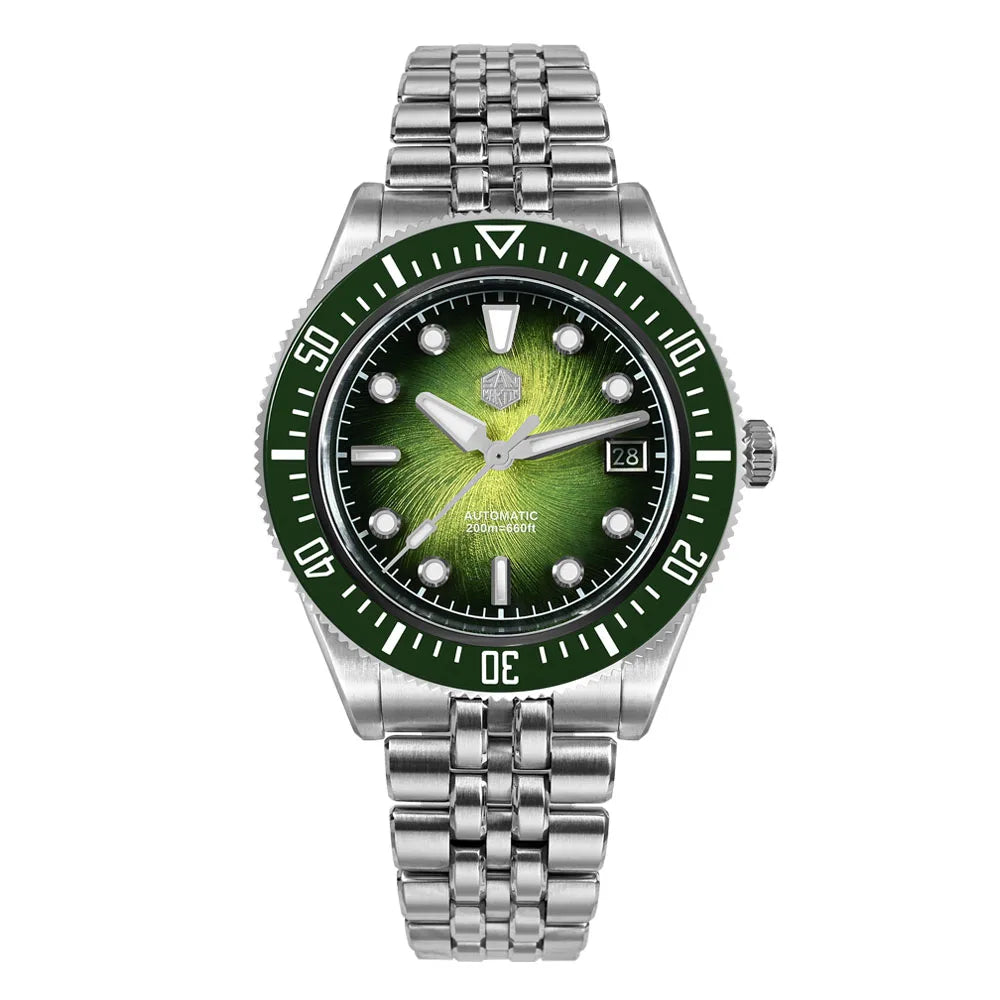 San Martin 40mm Luxus-Taucheruhr für Herren, Miyota 9015, Sunburst-Emaille-Zifferblatt, automatische mechanische Armbanduhr, wasserdicht bis 200m, SN0148