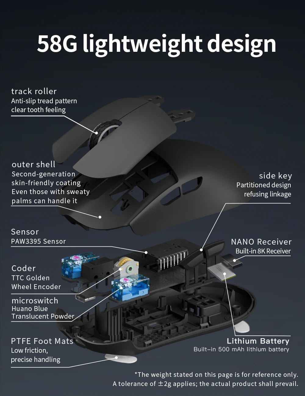 Motospeed Darmoshark M3 V2 Double 8K Gaming Mouse Bluetooth Wireless 26K DPI PAW3395 Sensor Macro Game Mouse For Laptop PC
