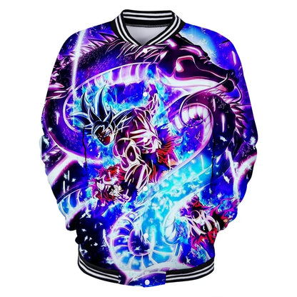 Neue japanische Anime Dragon Ball Z College-Jacke für den Herbst, lässiger Sweatshirt-Hoodie-Mantel, Marken-Baseballjacke