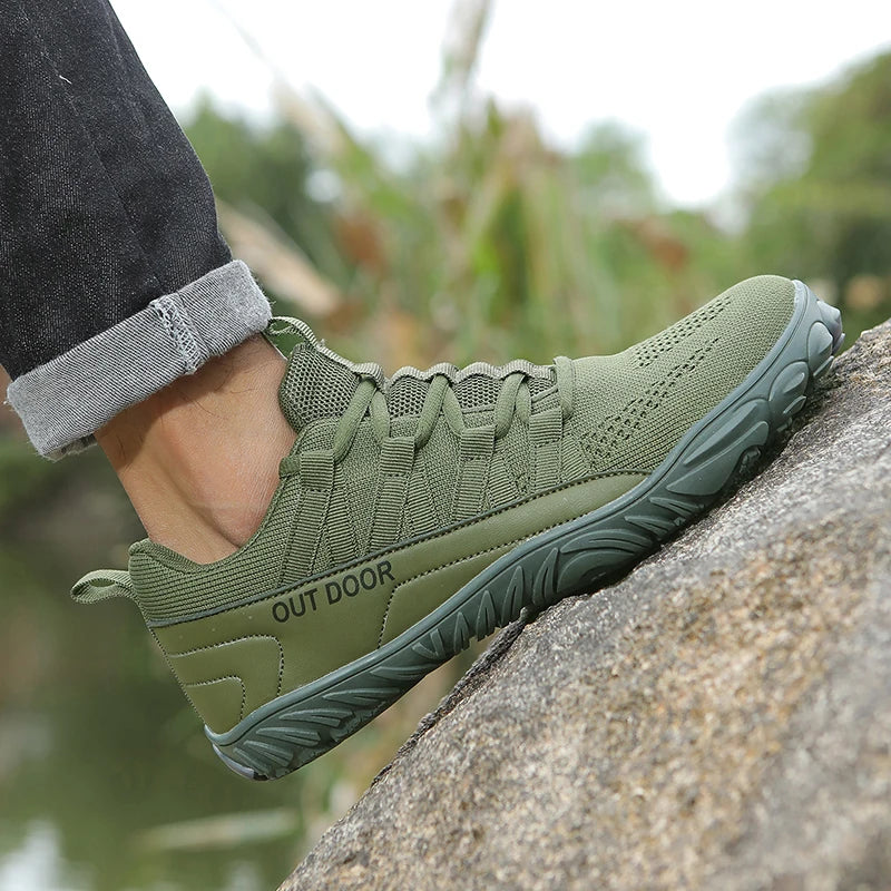 Scarpe da uomo semplici e leggere da trekking sportivo 2025, barefoot a punta larga, multifunzionali casual in mesh traspirante per camminare