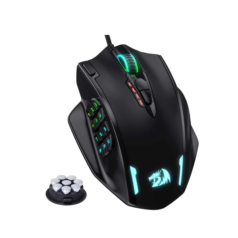 Mouse Gaming Cablato USB Redragon M908 con Retroilluminazione LED RGB, 18 Pulsanti Programmabili, 12400 DPI