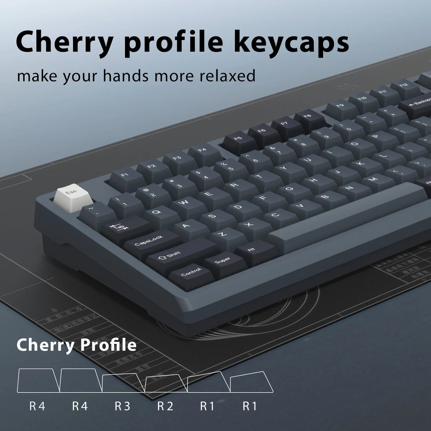 KBDiy 174 Teclas/Conjunto PBT GMK Apollo Keycap Double Shot Minimalista ISO Perfil Cherry para Teclado Mecânico Gaming Keycaps para MX