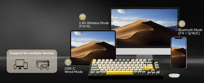 Ajazz AK820 Pro 75% Bluetooth 5.1/2.4G Wireless/Wired Gasket-mounted Mechanical Keyboard with TFT Screen for Mac/Win