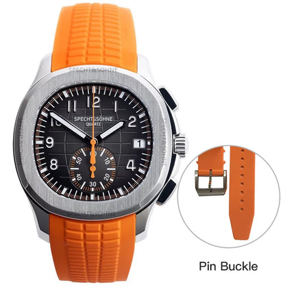 Specht & Söhne New Classic 5167 Men's Watch Orange Color Sapphire Crystal Rubber Strap Sports Male Quartz Watches 50M Waterproof