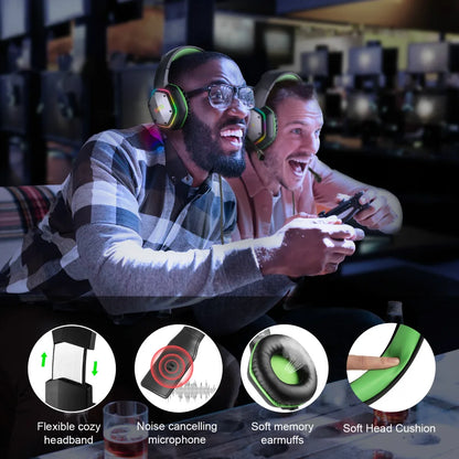 USB Gaming Headset for PC/PS4/PS5 7.1 Surround Sound Computer Wired Headphones with Noise Cancelling Microphone RGB Light Gamer