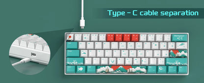 Teclado Mecânico Gaming MageGee 60%, RGB, Totalmente Hot-swappable, Switches Personalizados, Mini Teclado de Escritório com 61 Teclas para Portátil Win/Mac
