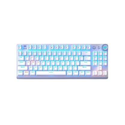 AULA F3001 Mechanical Keyboard Bluetooth Wireless Three Mode Metal Panel Two-color Injection Molding Cool Backlight Effect 87 Key