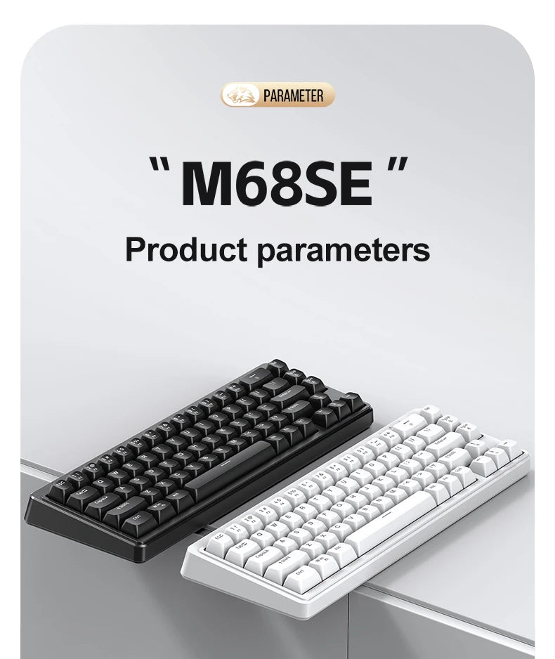 FREEWOLF M68SE 68% Mini Wired Keyboard RGB Backlit Silent Mechanical Feel Type-C Detachable Cable for PC Mac
