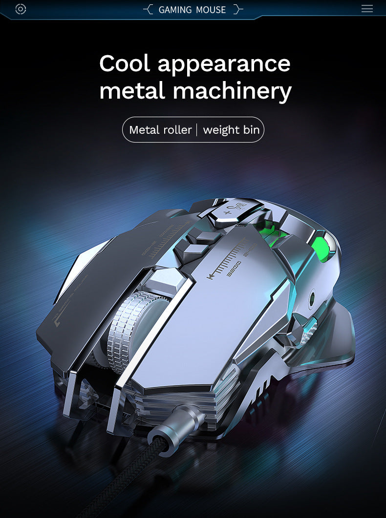RGB 6400 DPI kabelgebundene mechanische Maus mit magnetischer Befestigung und DIY-Gegengewicht für Esports-Gaming-PC