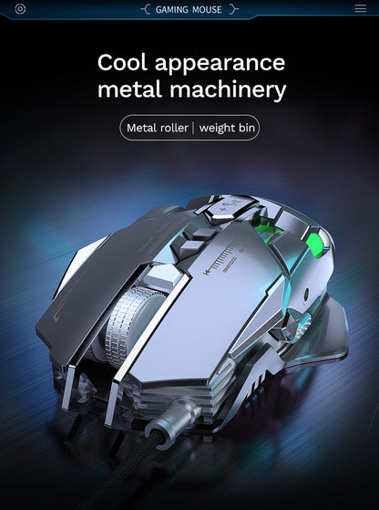RGB 6400 DPI kabelgebundene mechanische Maus mit magnetischer Befestigung und DIY-Gegengewicht für Esports-Gaming-PC