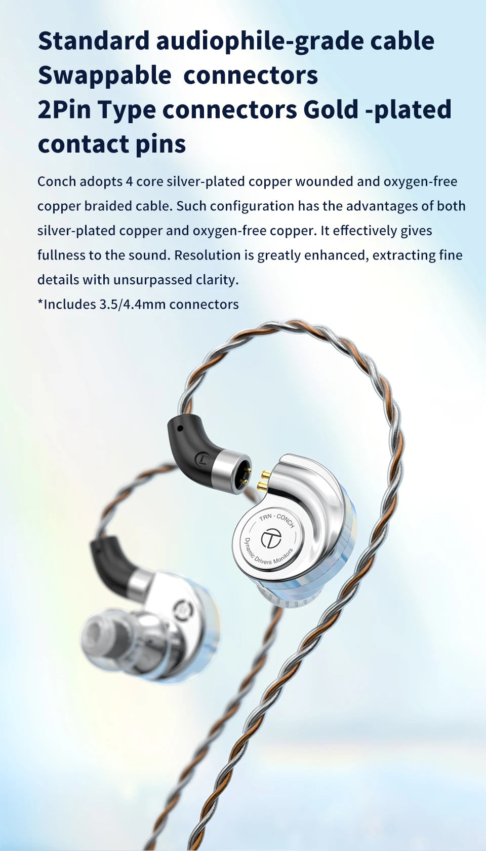 TRN Conch Lucky Bag Monitor In-Ear – Auricolari HiFi cablati dinamici DLC Diamond con filtri a ugello di accordatura per Xiaomi