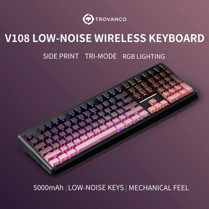 V108 Pro Bluetooth Keyboard Office Low Noise 2.4G Wired & Wireless Full Layout with RGB Backlit Membrane