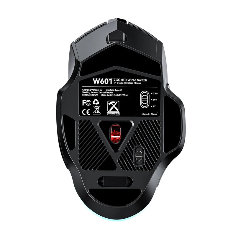 12800 DPI 2.4G Wireless Bluetooth Wired Tri-mode Mouse Mute Button Macro Programming Carbon Fiber Gaming Mouse 500mAh 7 Keys