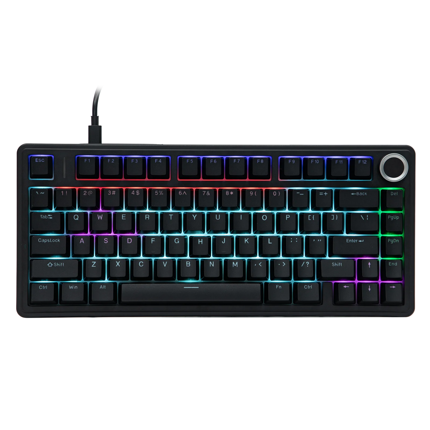 Teclado mecânico EPOMAKER x AULA F75 com fio, 75%, layout ANSI US, gasket, hot-swap, para Mac/WIN/Android, com botão rotativo