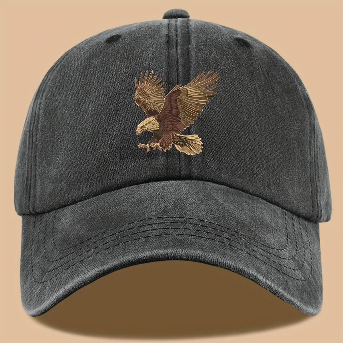 Eagle print baseball cap, adjustable for both men and women, suitable for hiking, fishing, and vacation exploration