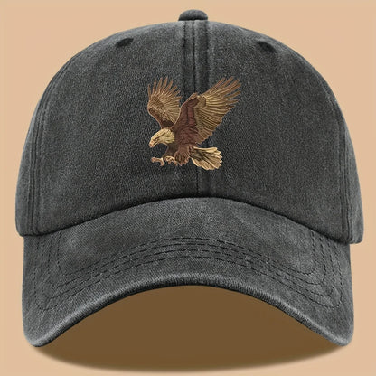 Eagle print baseball cap, adjustable for both men and women, suitable for hiking, fishing, and vacation exploration