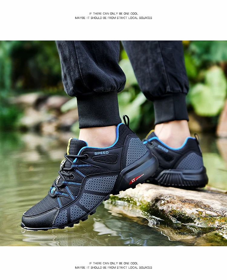 Zapatillas de senderismo para hombre, calzado deportivo todoterreno para exteriores, malla transpirable, antideslizantes y resistentes al desgaste, zapatillas de senderismo y ciclismo outdoor
