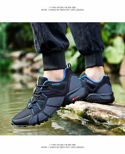 Zapatillas de senderismo para hombre, calzado deportivo todoterreno para exteriores, malla transpirable, antideslizantes y resistentes al desgaste, zapatillas de senderismo y ciclismo outdoor