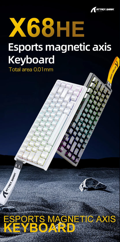 ATTACK SHARK X68HE Esports Magnetic Axis Keyboard 8KHz Return Rate, Total Area 0.01mm, and 0.125ms Rate Class Ultra-Low Latency