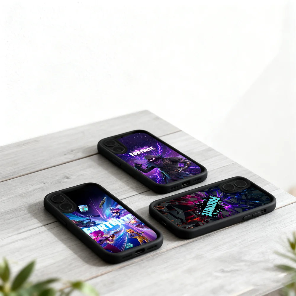 Capa para telemóvel Game F-Fortnite Survival para iPhone 11 12 13 14 15 16 17 Max Pro Plus Air Mini, capa macia preta com proteção da lente
