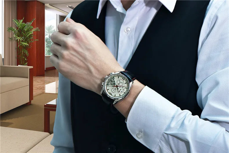 Orologio cronografo PAGANI DESIGN da uomo al quarzo multifunzione, stile militare da pilota