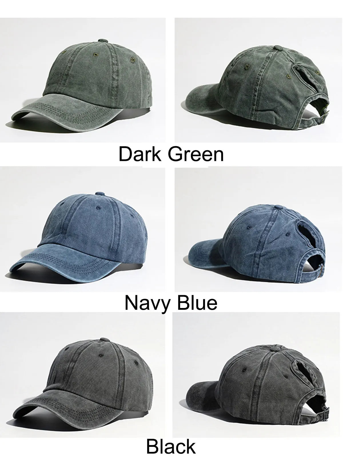 Simple Washed Hole Crossing High Ponytail Hat For Women, Versatile Baseball Cap Soft Top Baseball Cap