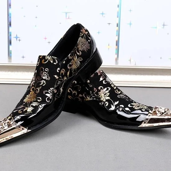 Men Luxury White Gold Metal Toe Oxford Elegant Loafers Slip On Dress Shoes Formal Wedding Party PU Leather Shoes Size 38-46